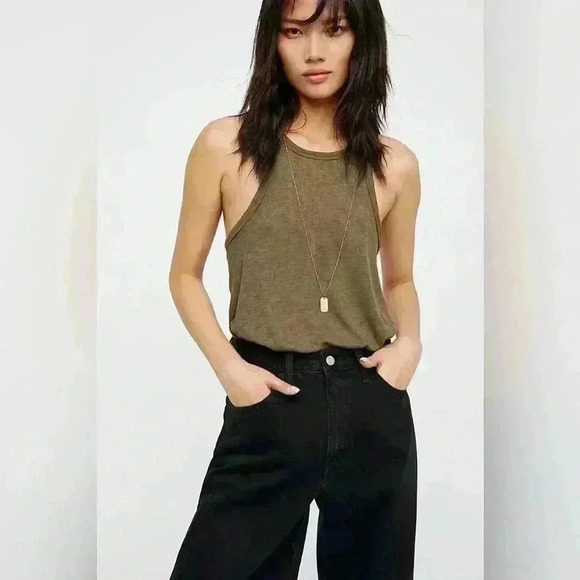 Free People Tops - Free People Long Beach Tee Olive Size Medium